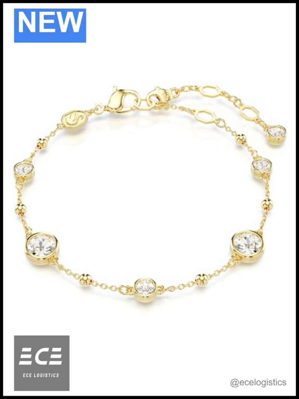 Swarovski Imber Crystal Gold-Tone Bracelet Lobster Clasp Adjustable Link